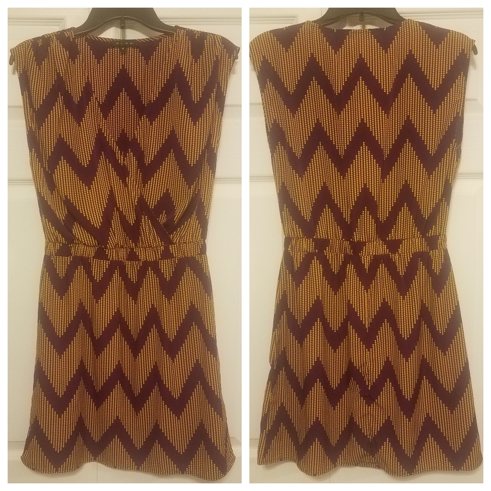 GLAM sleeveless faux wrap top purple & gold dress
